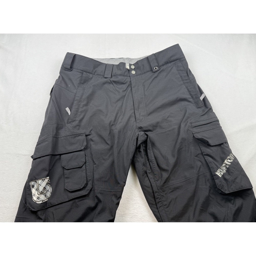 Burton Men's Snow Ski Pants Black xl Nylon Straight Leg Cargo Pockets Has Wear